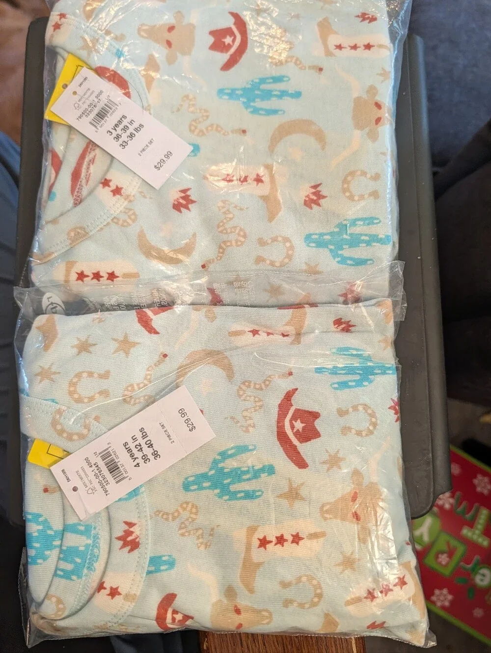 Gap Kids Western Long John Pajama Set 3Y 4Y NWT Sealed Cowboy Cactus Print NEW